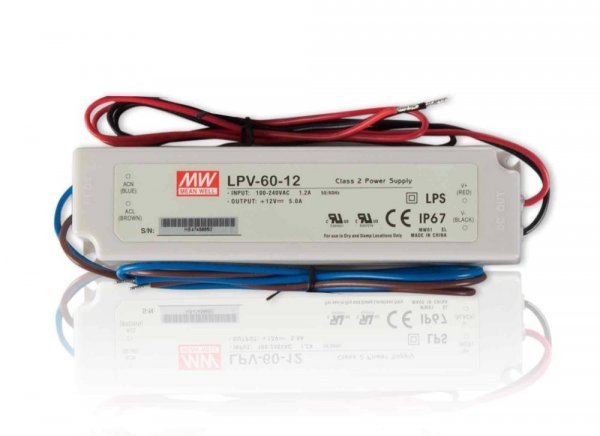 Mean Well LED Trafo 12V / 24V – 60W – IP67
