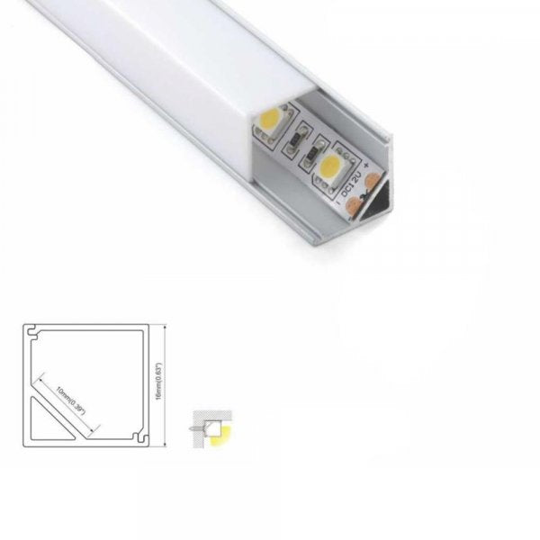 LED Alu Eck-Profil 16,1x16,1mm - Länge: 2m silber