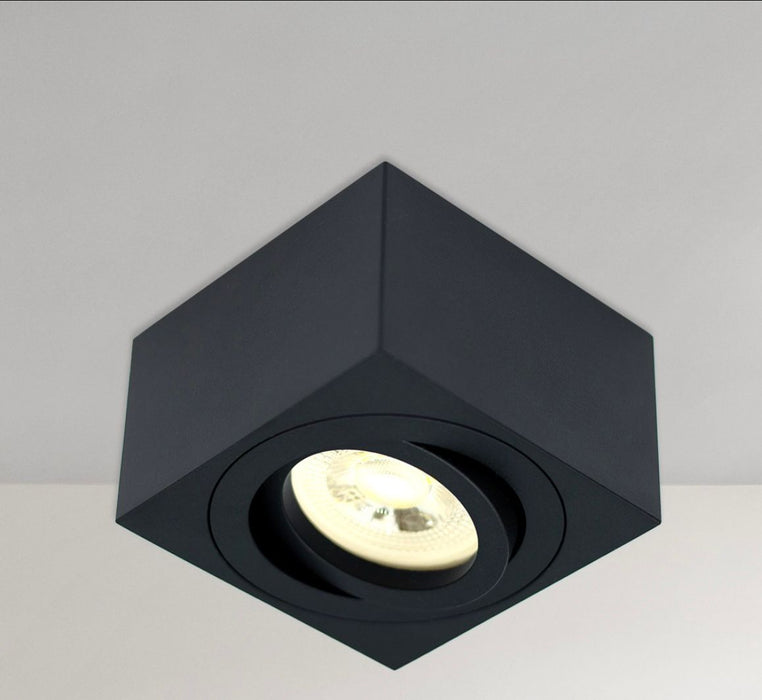 LED Aufbaustrahler Flach Schwarz Eckig – 5W Dimmbar – 230V – 120°