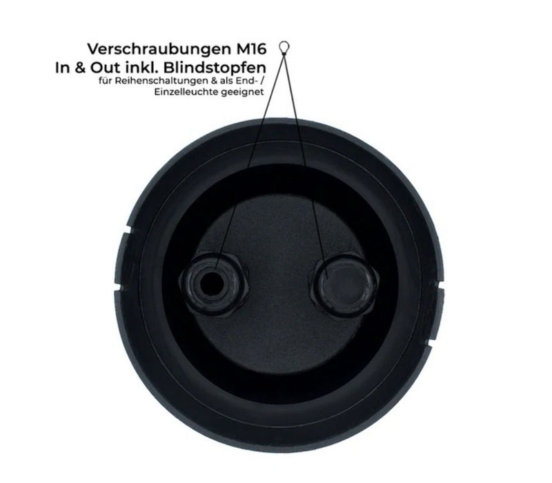 Flacher, eckiger Bodeneinbaustrahler IP67, Schwarz Matt, inkl. 5W LED-Modul, 230V, 120° Abstrahlwinkel.