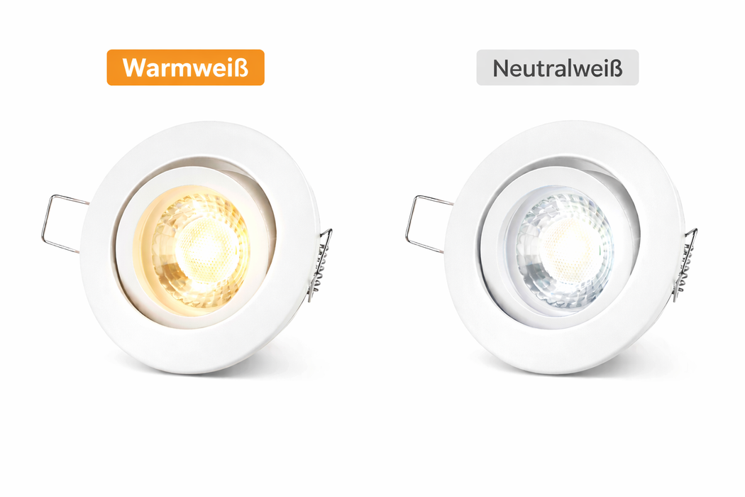 LED Einbaustrahler 230V Weiß Rund – GU10 LED Spot 5W – schwenkbarer Deckenspot – CCT 3000K 4000K 6500K