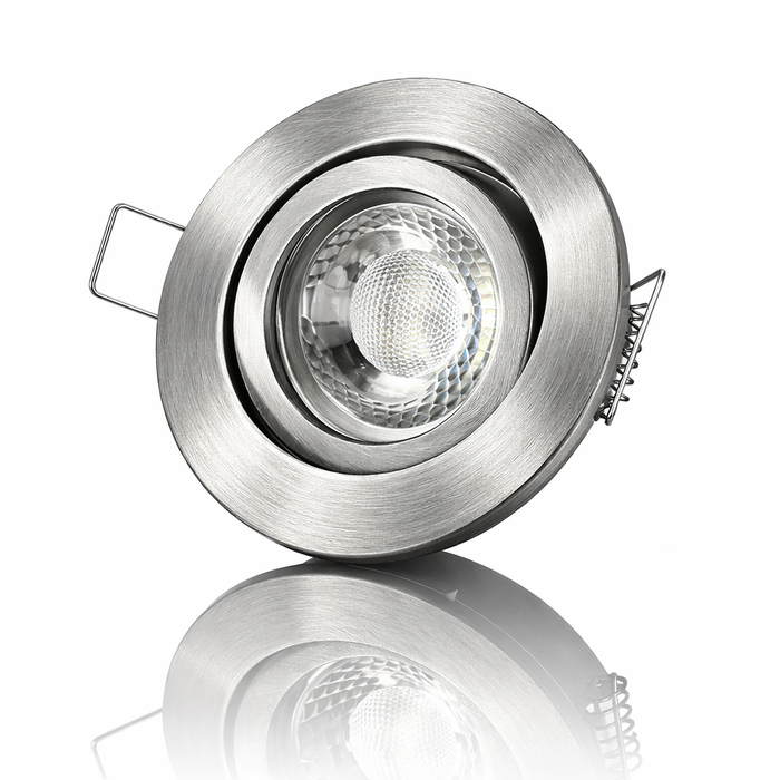 LED Einbaustrahler 230V Eisengebürstet Rund – GU10 LED Spot 5W – schwenkbarer Deckenspot – CCT 3000K 4000K 6500K