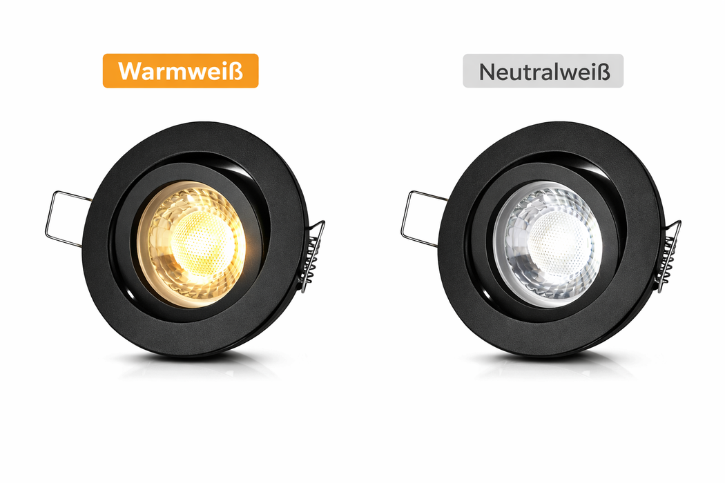 LED Einbaustrahler 230V Schwarz Rund – GU10 LED Spot 5W – schwenkbarer Deckenspot – CCT 3000K 4000K 6500K