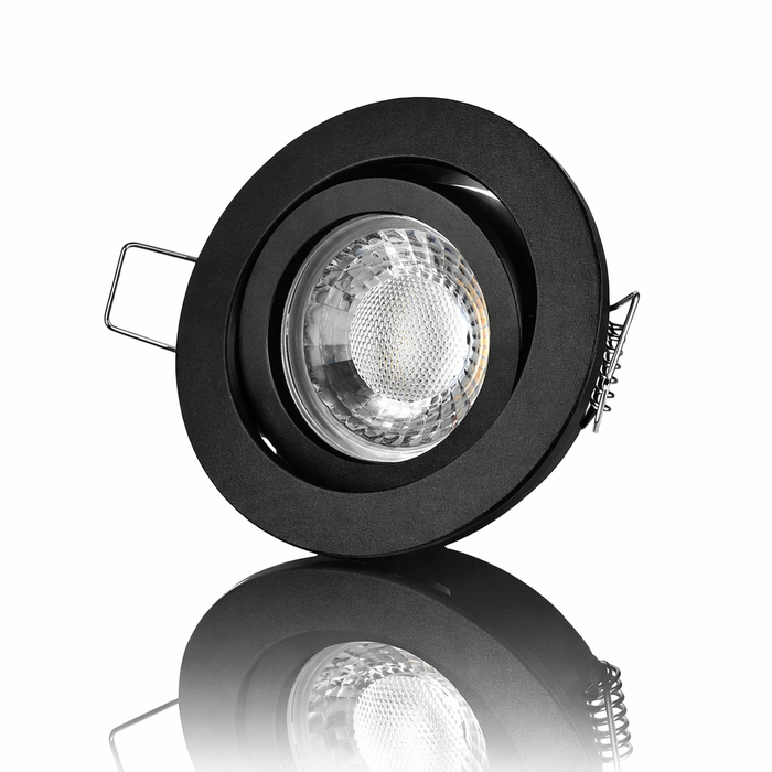 LED Einbaustrahler 230V Schwarz Rund – GU10 LED Spot 5W – schwenkbarer Deckenspot – CCT 3000K 4000K 6500K
