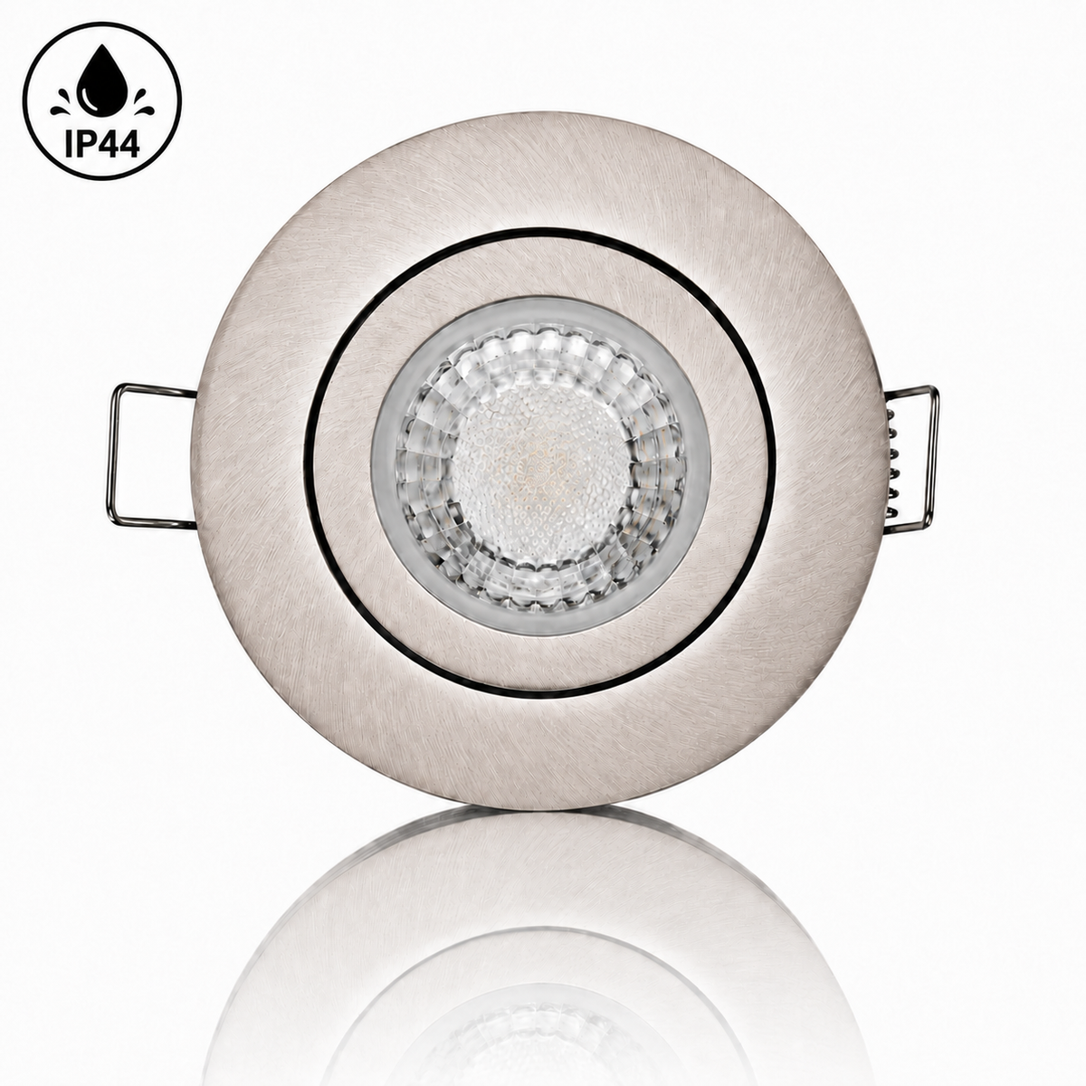 LED Einbaustrahler GU10 5W – IP44 Eisengebürstet – Einbaumaß 57 mm – 3000K/4000K/6000K – 400 Lumen