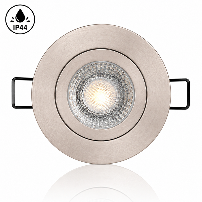 LED Einbaustrahler GU10 5W – IP44 Eisengebürstet – Einbaumaß 57 mm – 3000K/4000K/6000K – 400 Lumen