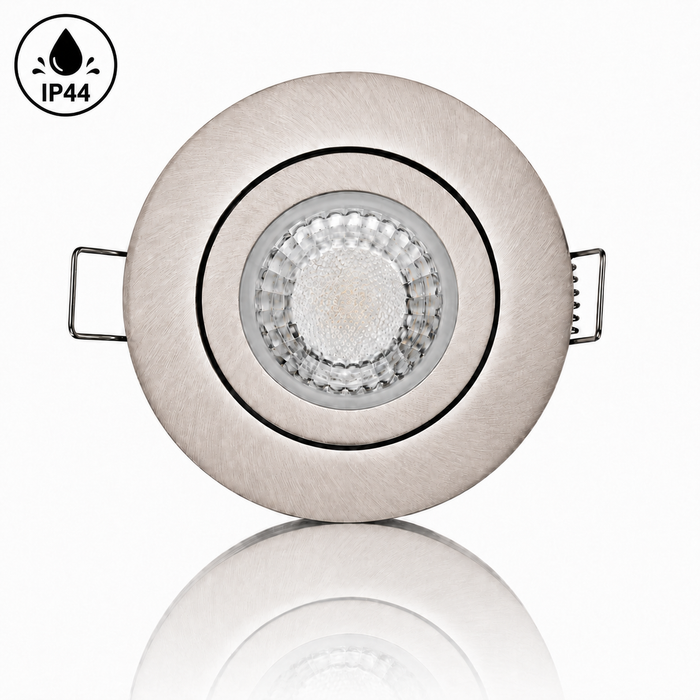 LED Einbaustrahler GU10 5W – IP44 Eisengebürstet – Einbaumaß 57 mm – 3000K/4000K/6000K – 400 Lumen